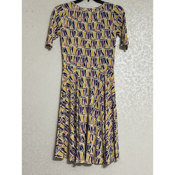 LuLaRoe Women's Medium Geometric Print Fit‎ and Flare Casual Dress - Picture 2 of 5